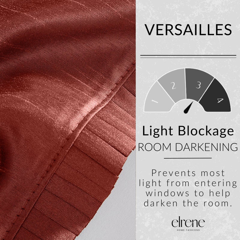 Elrene Home Fashions Versailles Faux-Silk Room-Darkening Curtain Panel, Blackout Curtain with Rod Pocket, 52 Inches by 95 Inches, Red, 1 Panel - Image 4